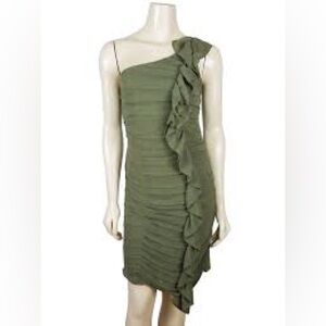 INC International Concepts Green Asymmetrical Ruched Dress